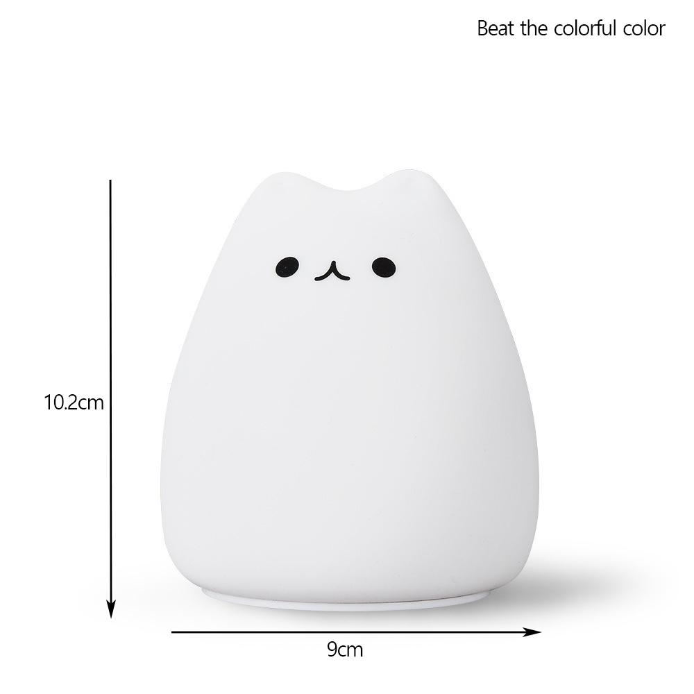 Cat Shaped Night Light Soft Silicone Touch Sensor Bedside Lamp 7 Color Changing Cute Portable Bedrooms Living Rooms Night Light