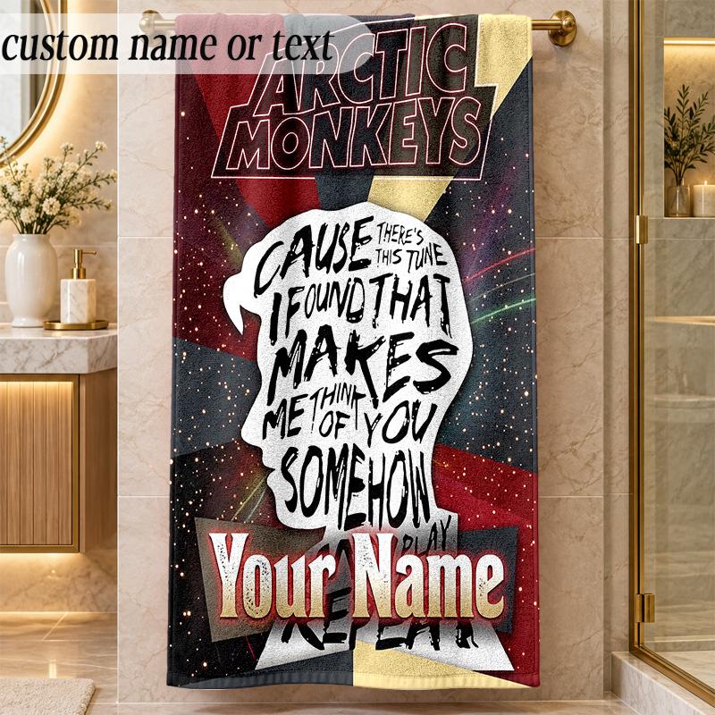 Beach TowelArctic Monkeys Custom Name Text Personalized Soft Towel for Beach Pool Indoor Home Decor Gift
