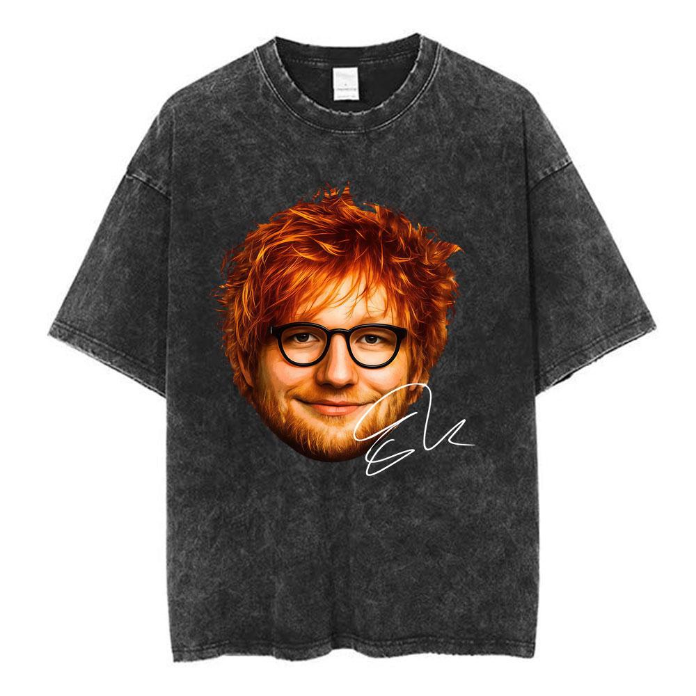 Washed Vintage Ed Sheeran Loop Tour Australia Tshirt Men Women Fashion Hip Hop Oversized T Shirts Male Summer Streetwear