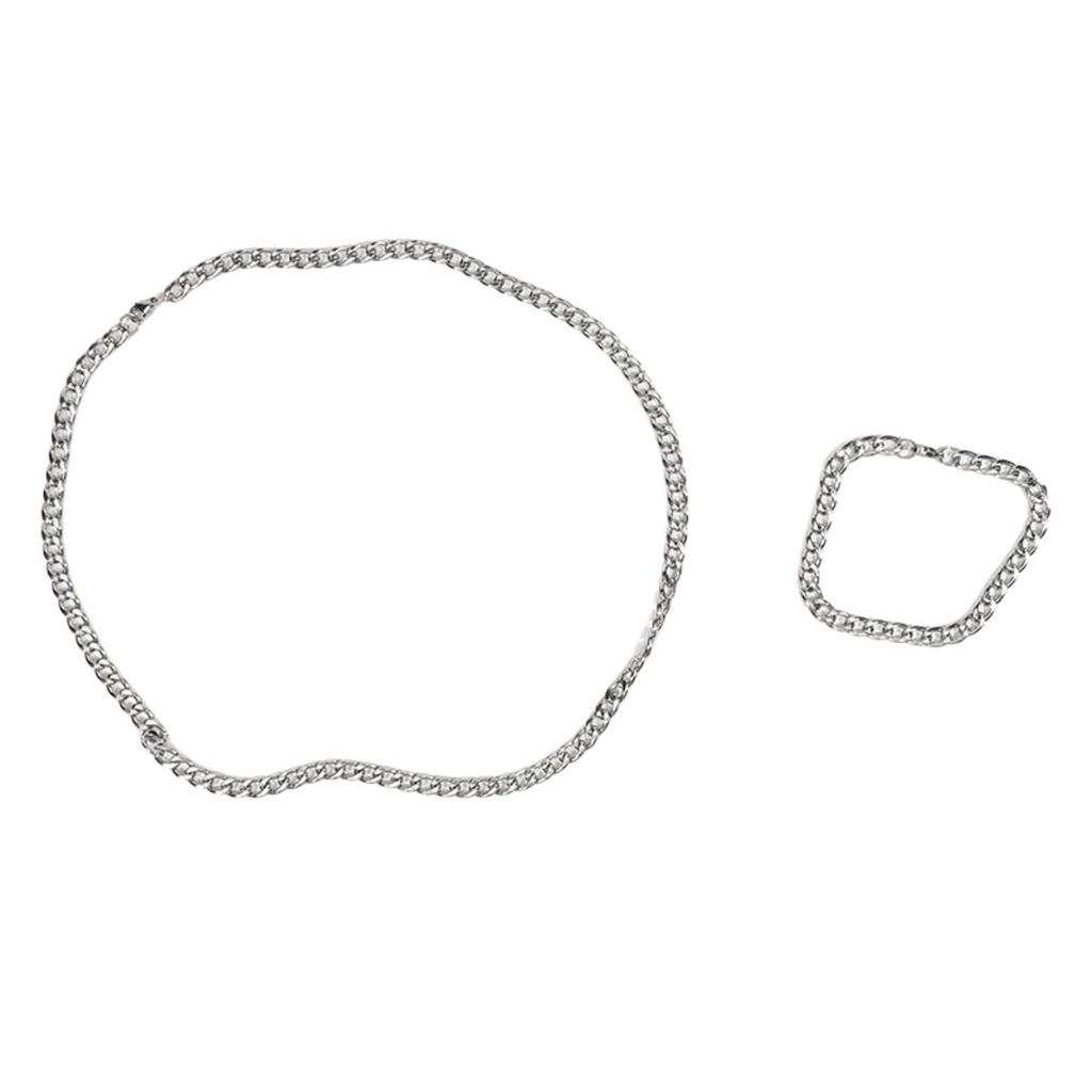 1 Set Titanium Steel Cuban Link Chain Men's Polished Stainless Steel Jewelry, Hip-Hop Party Style Necklace And Bracelet No Pendant Design