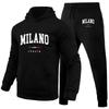 Mens Hooded Sportswear Set Cotton Blend Tracksuit Casual Jogger Pants Long Sleeve Hoodie Fall