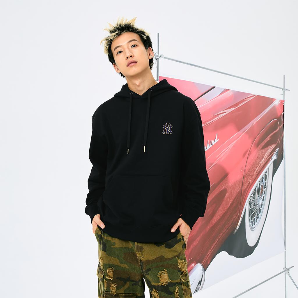 New MLB MONOGRAM Collection New York Yankees 24FW Pullover Hoodie Unisex Black 3AHDM0144-50BKS