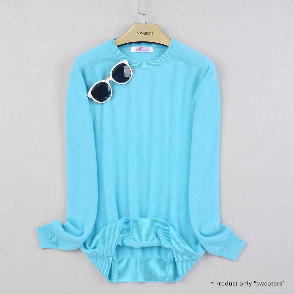 Женский кашемировый свитер с круглым вырезом для тепла и комфорта вязаный свитер с длинными рукавами