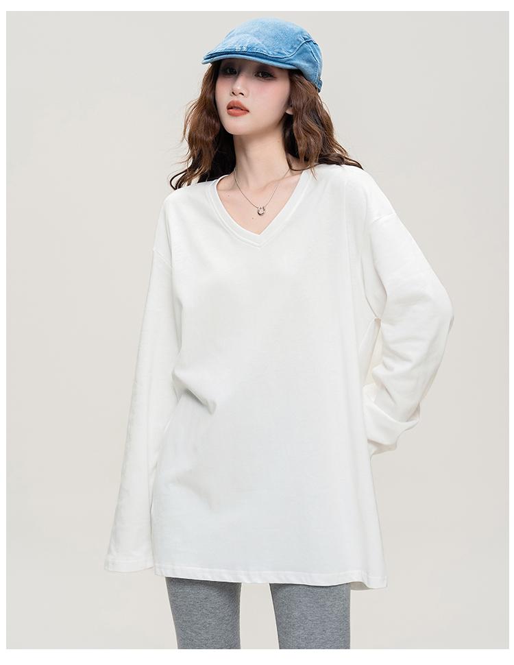 Loose Solid Color Long-Sleeved T-Shirt