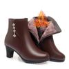 Winter Booties Women 2025 Genuine Leather Warm Thick Plush Women High Heel Boots Dress Office Shoes Women Ankle Boots