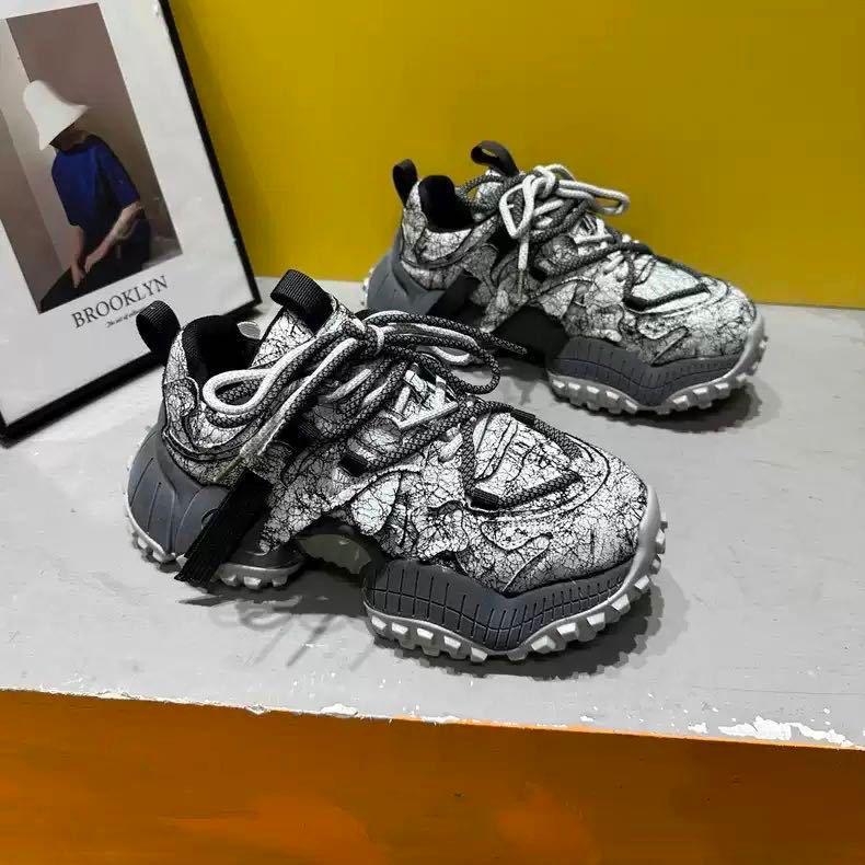 Chunky Sneakers Men Designer Mountaineering Shoes Fashion Casual Leather Fabric Breathable Height Increased Platform Sport Shoes