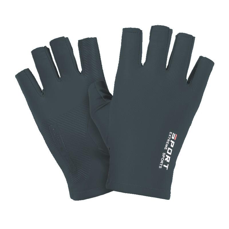Men Women Lightweight Ice Silk Anti-Slip Driving Cycling Delivery Fishing Half-Finger Two-Finger Touchscreen Gloves