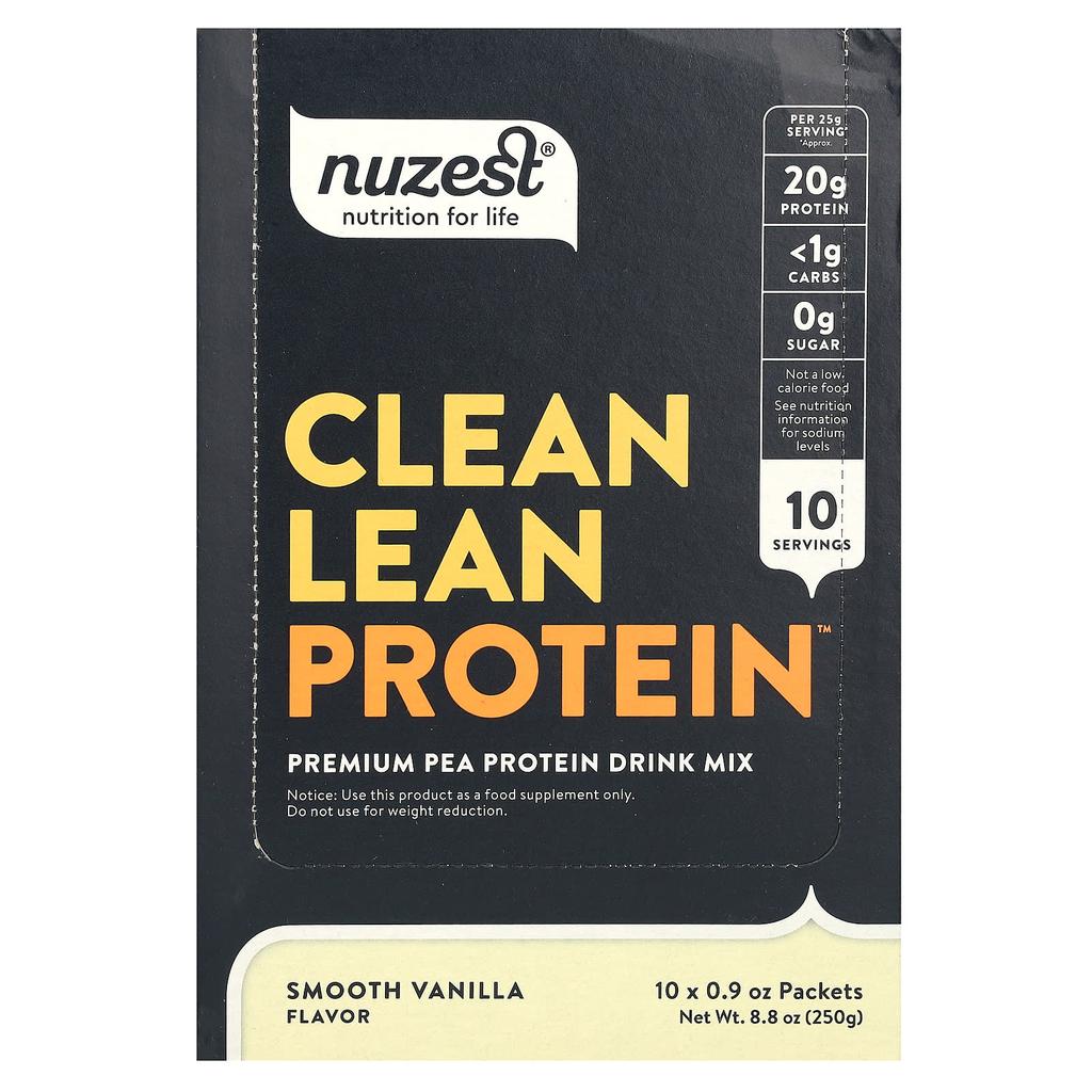 Nuzest Clean Lean Protein, Smooth Vanilla, 10 Packets, 0.9 Oz (25 G) Per Pack