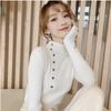Non Pilling Button Half High Neck Sweater Women's Base Sweater Autumn Korean Version Pullover Slim Knit Sweater