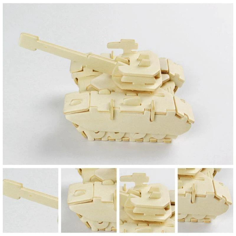 3D DIY Деревянный Пазл Игрушка Серия Милитари Танк Модель Транспортного Средства Набор Креативный Сборный Образовательный Пазл Игрушки Подарки Для Детей