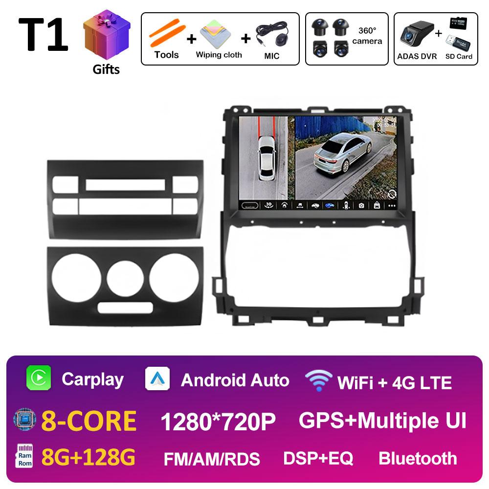 DSP стерео для Toyota Land Cruiser Prado 120 3 III 2002 2003 2004 2005 - 2009 Android 14 беспроводной Carplay GPS Navi 4G головное устройство