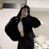 Autumn and Winter New Black Imitation Fox Fur Coat Women's Loose Toka Plush Short Coat