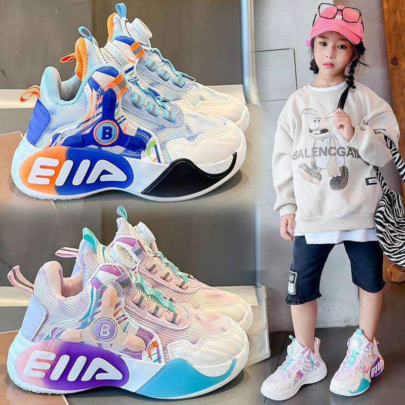 Spring/Autumn 2025 Kids' Sports Shoes: Breathable Mesh with Rotating Buckle for Girls & Boys