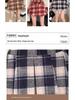Plus Size Woolen Plaid Pleated Skirt for Women - Retro Red Short Skirt for Chubby Girls, Perfect for Autumn and Winter