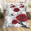 Red Rose Duvet Cover Set Twin King Size Romantic Floral Bedding Set Flower Comforter Cover With 2 Pillowcase For Valentine'S Day