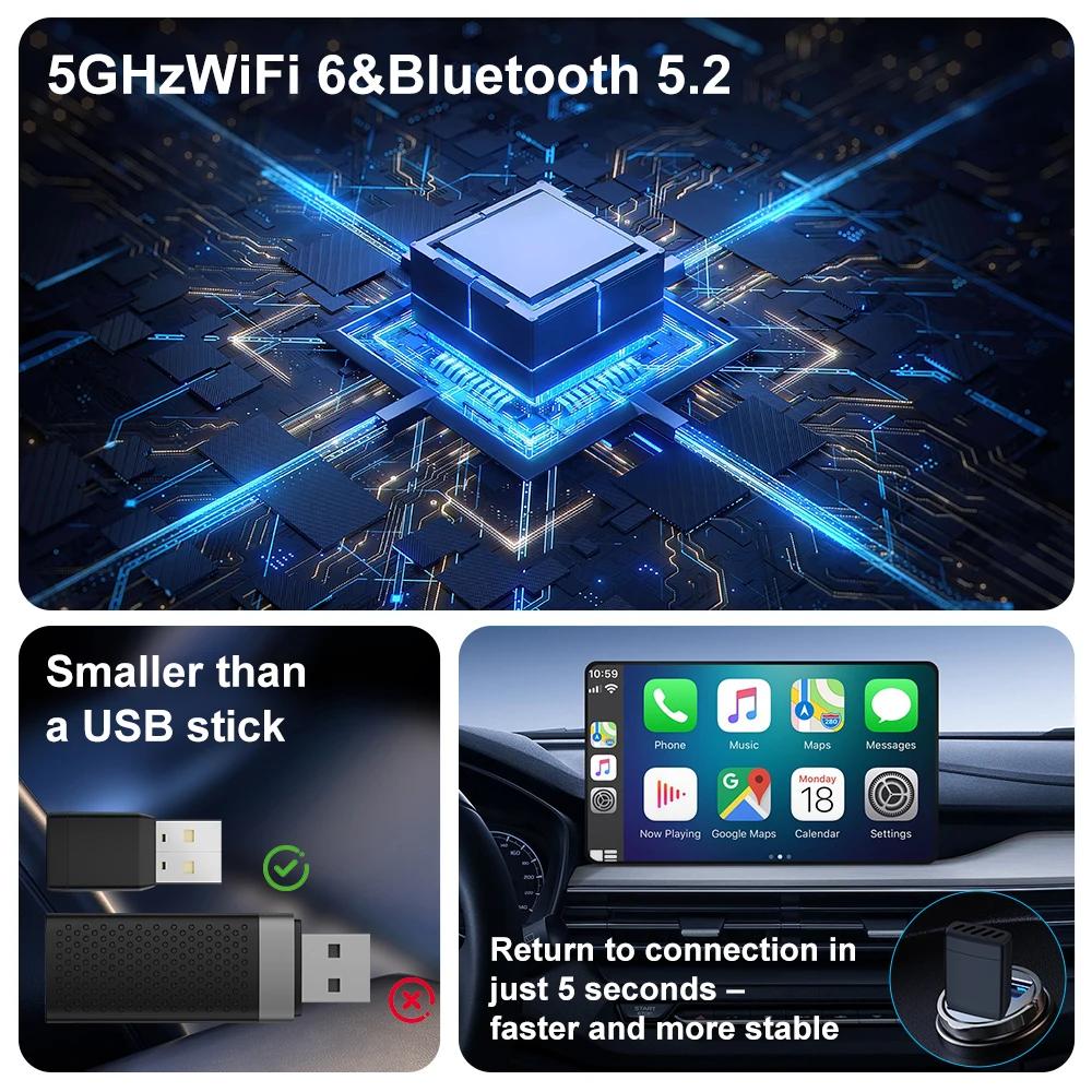 2026 2-в-1 Беспроводной адаптер Carplay Android Auto Smart Dongle 5G WIFI Для iPhone Android Телефона Для Volvo Benz Mg Kia Chery VW