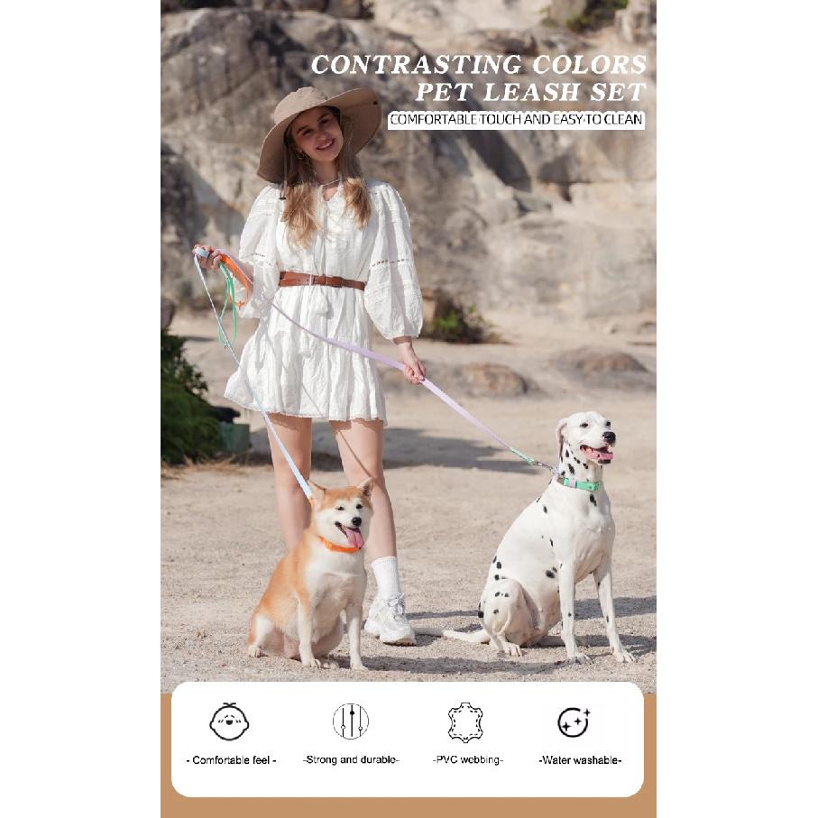 Solid Adjustable Collar And Leash Set Durable Waterproof And Stylish Pet Accessories Available Multiple Colors and Sizes New Top