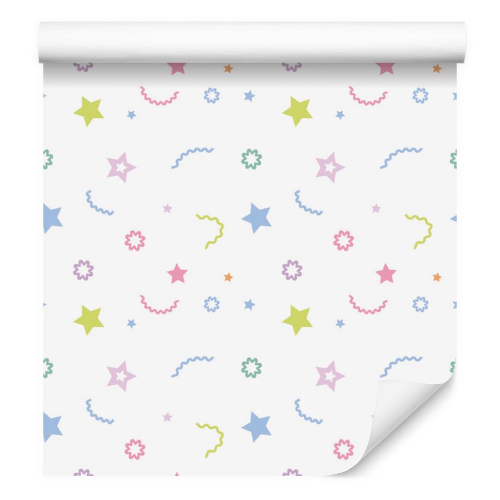 Wallpaper Colorful pattern and stars for living room and bedroom 50x1000