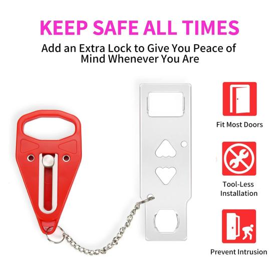 Портативный дверной стоп-сигнал для путешествий, дверной замок отеля, громкий звук 120 дБ, питание от батареек, простая установка, дверной стоп-сигнал