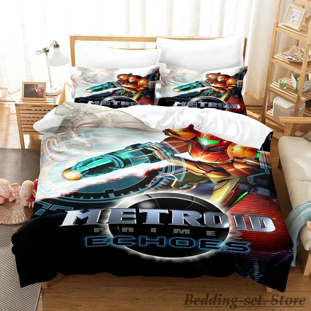 Metroid Prime Bedding Set Single Twin Full Queen King Size Bed Set Adult Kid Bedroom Duvetcover Sets Game Parure de lit Bed