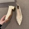Универсальные туфли с открытым носком, на толстом каблуке, с юбочным характером, женские туфли весна-лето 2025, новые французские вечерние туфли с острым носком, одинарные туфли