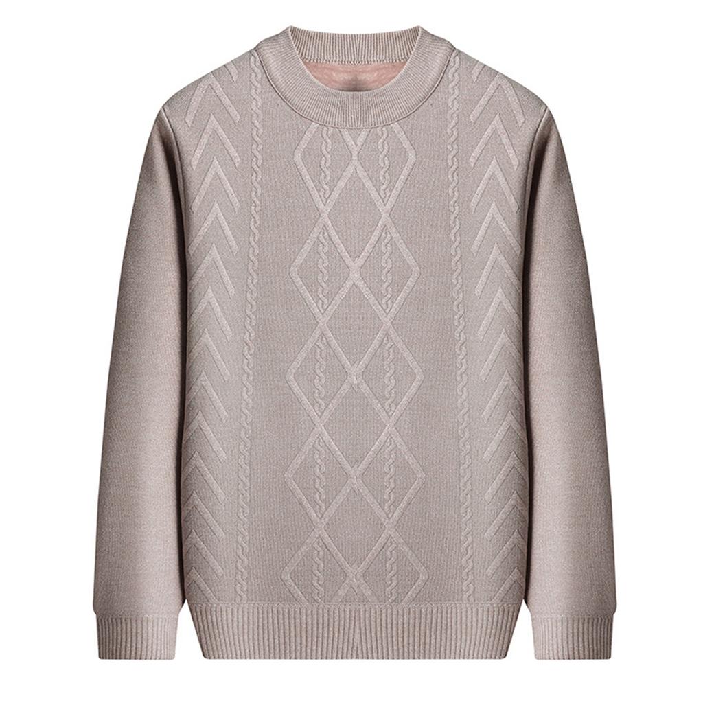 Men's Casual Round-neck, Fleece And Thickened Warm Knitted Sweater, Men's Pullover Sweater