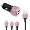 Блестящее USB-автомобильное зарядное устройство 5 В 2,1 А, двойной порт, быстрый адаптер, розовое автомобильное украшение, стайлинг автомобиля, бриллиантовые автомобильные аксессуары, интерьер для женщины