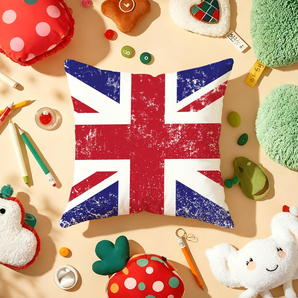 Наволочка на подушку с флагом Union Jack, плюшевая ткань, мягкая, двусторонняя печать, для дивана, теплая, зимний подарок для дома, наволочка