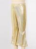 Unisex Kids Shiny Metallic Bronzing Cloth Flare Pants Elastic Waistband Wide Leg Long Pants