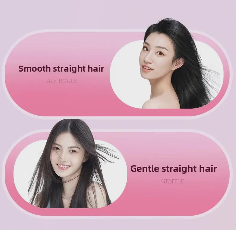 Беспроводная расческа для волос с отрицательными ионами: Двойное применение: выпрямление и завивка, безопасно для сухих и влажных волос, портативное и не повреждает волосы.