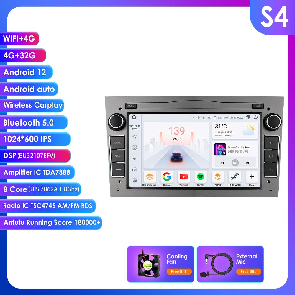 OSSURET Intelligent 8G 128G Android 12 Car Radio For Opel Astra H J 2004 Vectra Vauxhall Antara Zafira Corsa C D Vivaro Meriva 4G Carplay GPS Player