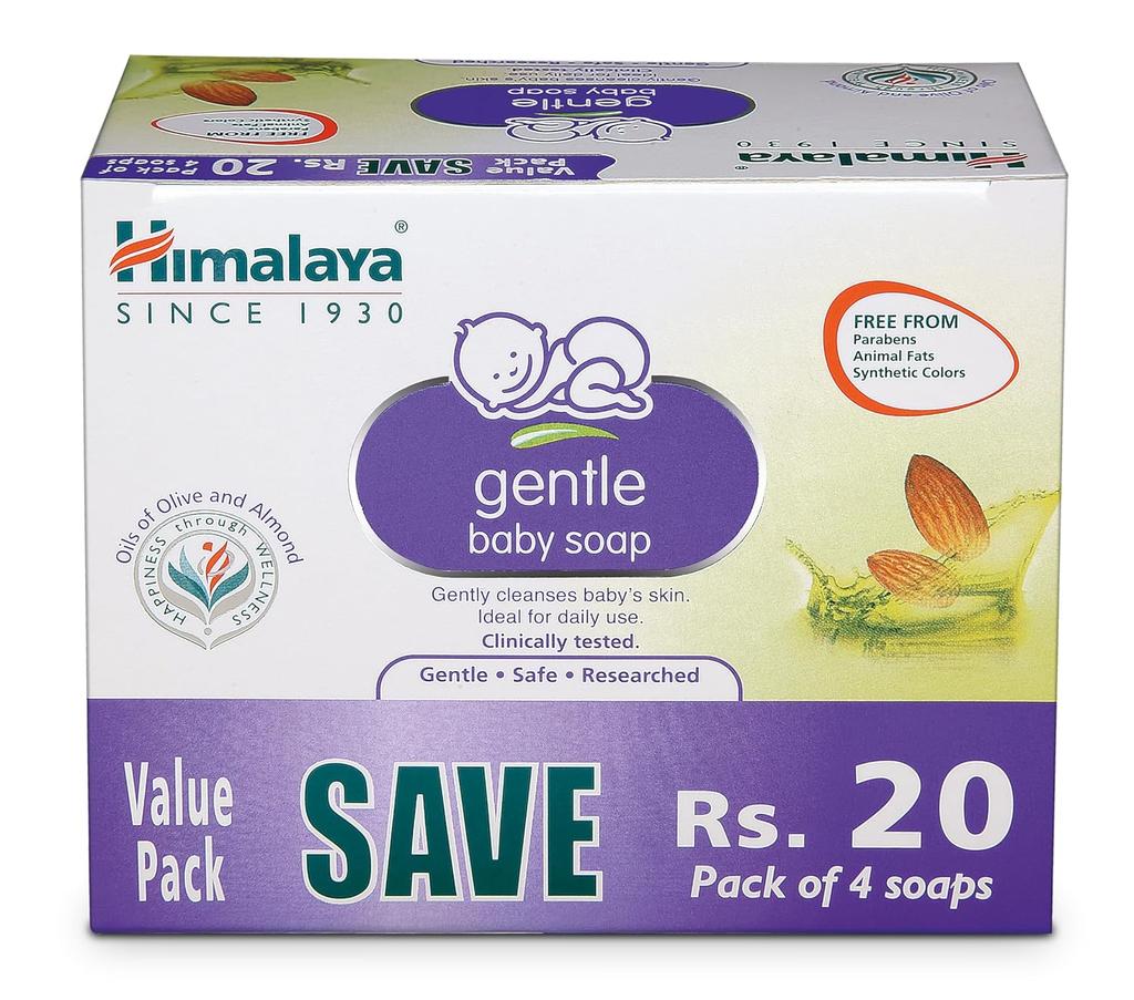 Himalaya Gentle Baby Soap Value Pack 4 X 75g | Daily Hydrating Olive Almond Care