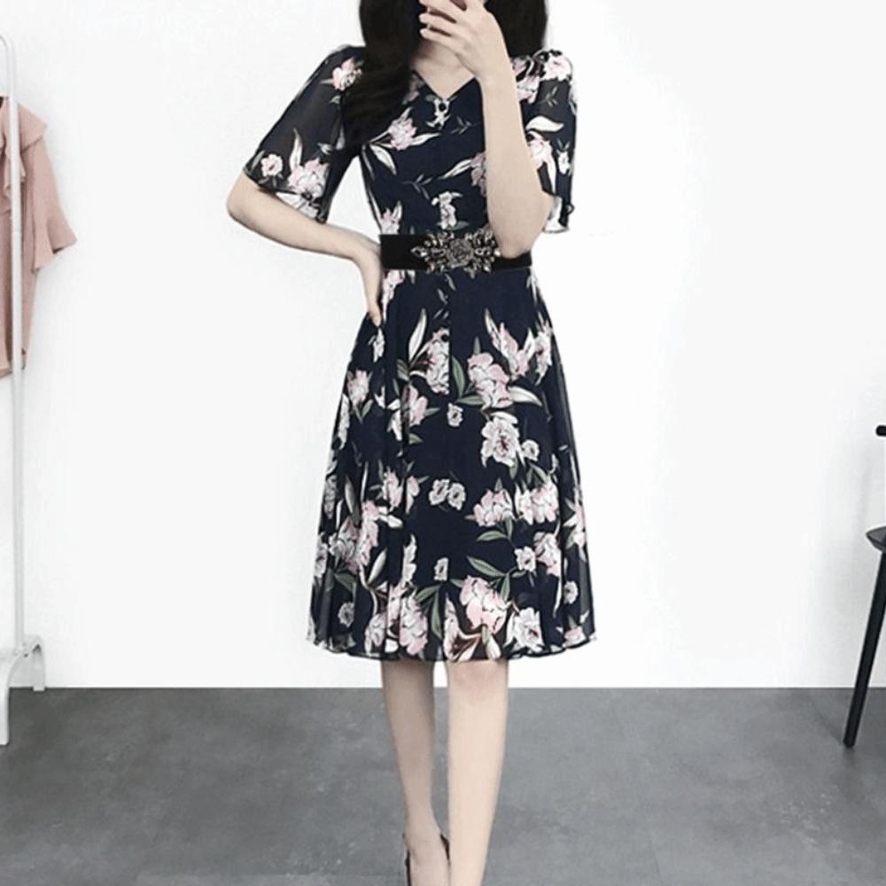 Rose Flower Elastic Cummerbunds Korean Style Rhinestone Waist Belt Fashion Women Waistband Dress
