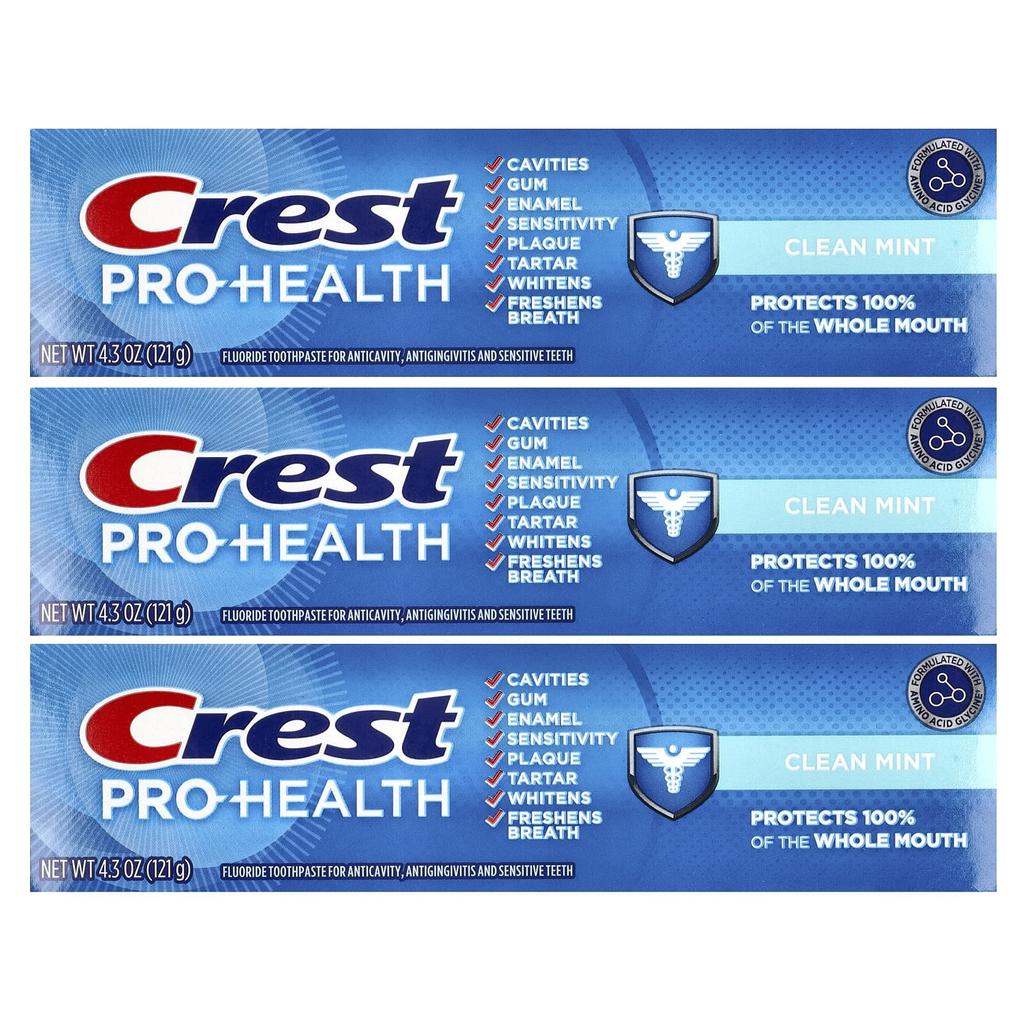 Pro-Health, Fluoride Toothpaste, Clean Mint, 3-Count, 121G (4.3Oz) Each