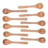 10pcs Wooden Spoon Children S Tableware Mini Round Seasoning Spoon with Long Handle for Kitchen5.1x1.2in