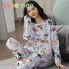18 цветов, новая зимняя пижама, женская, корейская версия, с длинными рукавами, костюм для домашней одежды, свободная, большого размера, костюм из двух частей, можно носить на улице