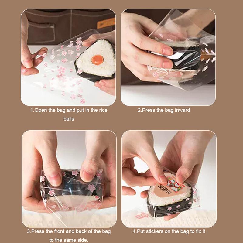 50 шт. Милый пакет для упаковки суши, одноразовые обертки для онигири, пакеты для упаковки рисовых шариков, японские пакеты для упаковки онигири