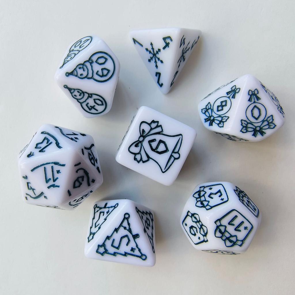 7 шт./набор Новые кубики с рождественским рисунком снеговика и елки DND Числовые кубики Кубики для настольной игры для беговой команды Рождественские принадлежности