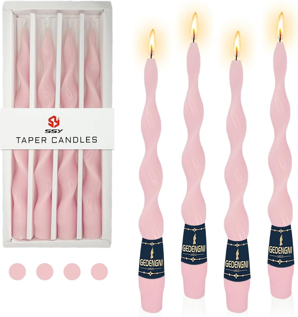 Spiral Taper Candles Cute Candle Stick Long Tapered Twisted Candles for Home Décor Weddings Holiday Women Gifts,4pcs