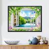 5D Diy Полный круглый дрель Алмазная картина Пейзаж Цветок за окном Вышивка крестом Свадебный декор