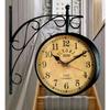 12 Inches Metal Analog Vintage Double Sided Station Clock (Black)