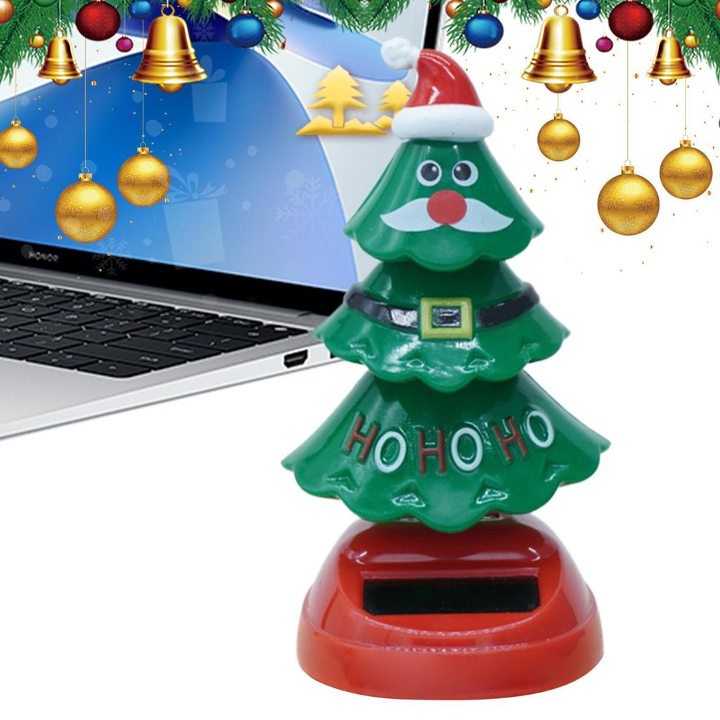 Фигурка-башкотряс Рождественская елка на солнечной батарее, качающаяся, Рождественские фигурки, Новинка, Танцующая кукла с трясущейся головой для украшения стола и приборной панели автомобиля