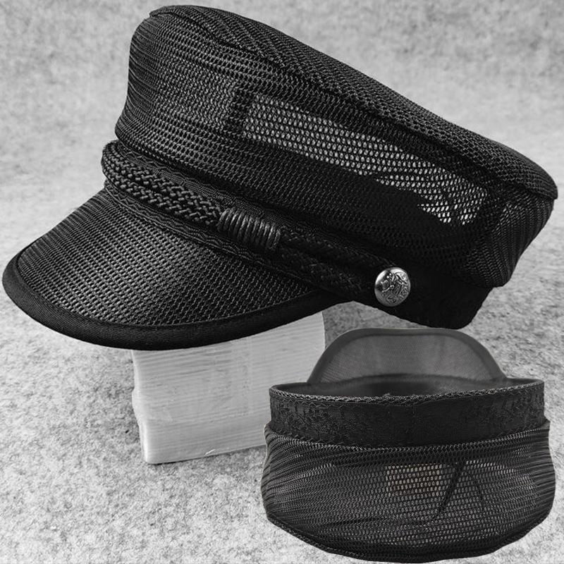 Fully closed and sealed, summer flat-top mesh hat, big head circumference, men's casual fashion, simple small size women's hat, solid color tide
