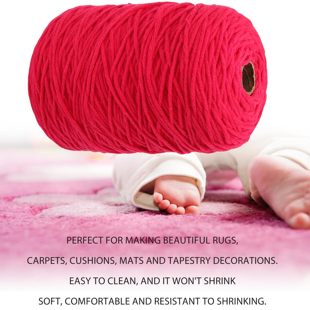 Tufting Yarn 437yd Long 0.2in Wide Soft Cotton Polyester Shrink Resistant Rug Making Yarn for Handicraft DIY Weaving