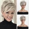 Synthetic Hair Short Haircuts Curly Wig with Platinum Granny Wigs for White Women Asian Cosplay Halloween Costume