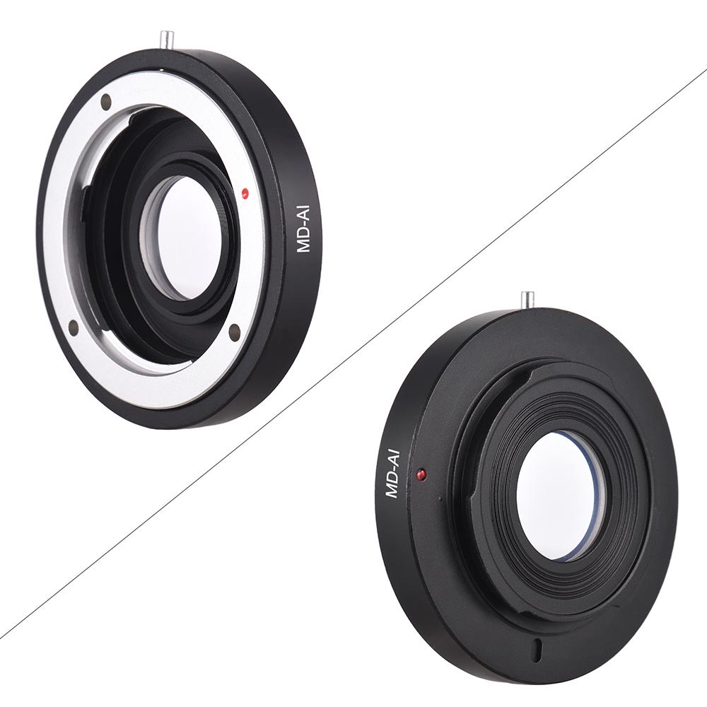 MD AI Lens Mount Adapter Ring with Corrective Lens for Minolta MD MC Mount Lens to Fit for Nikon AI F Mount Camera for