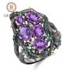 Gb 3 .23ct Natural Amethyst Rings 925 Sterling Silver Handmade Hollow Element Ring For Women Fine Jewelry