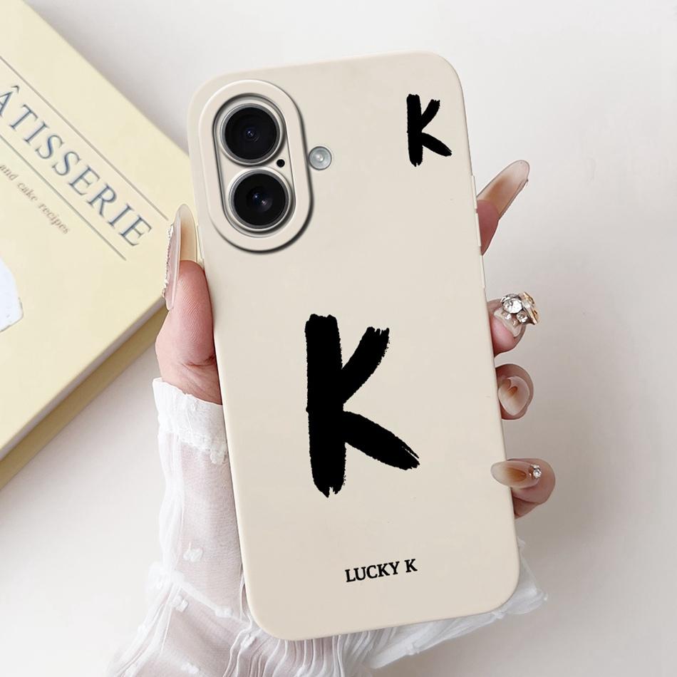 For iPhone 17 17Air Lucky Initial Letter Phone Case For iPhone17 17 Air Soft Silicone Shockproof Cases Bumpers