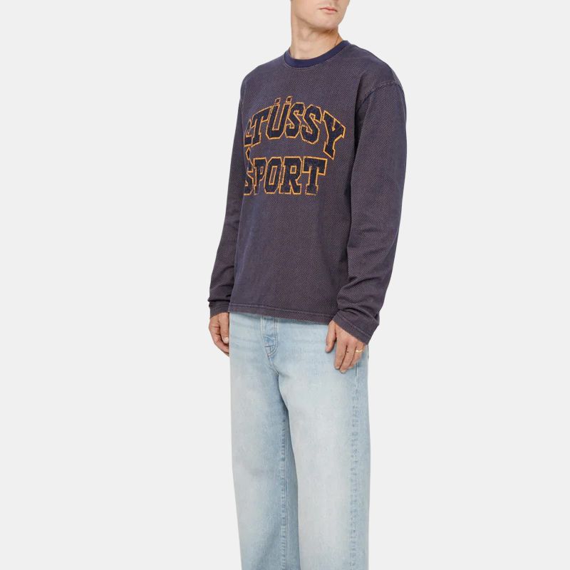 Stussy Хлопковая сетчатая футболка с круглым вырезом, 2 тона 1140357