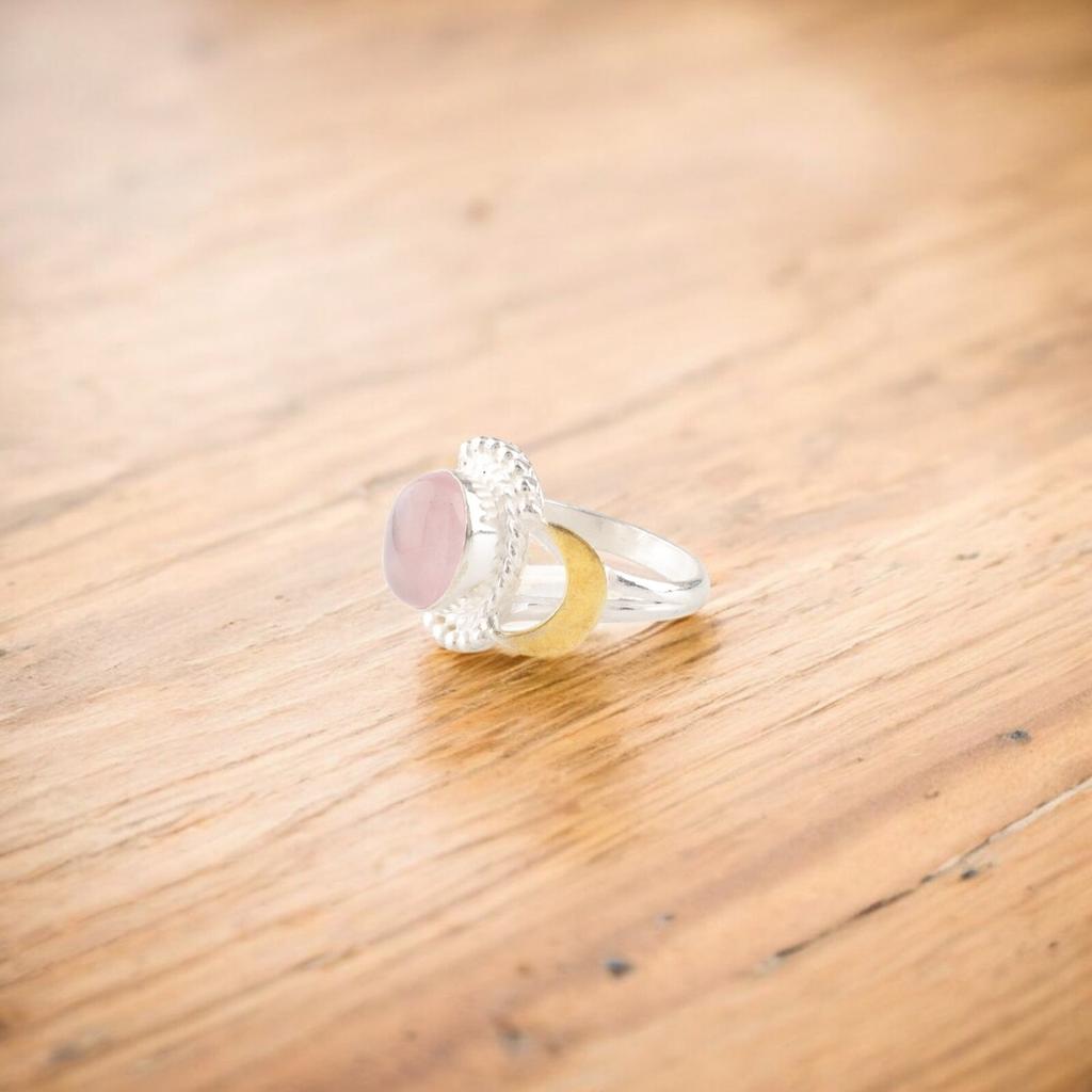 Natural Rose Quartz Gemstone 925 Stamped Silver Jewelry Pink Stone Ring For Love RR-61-32